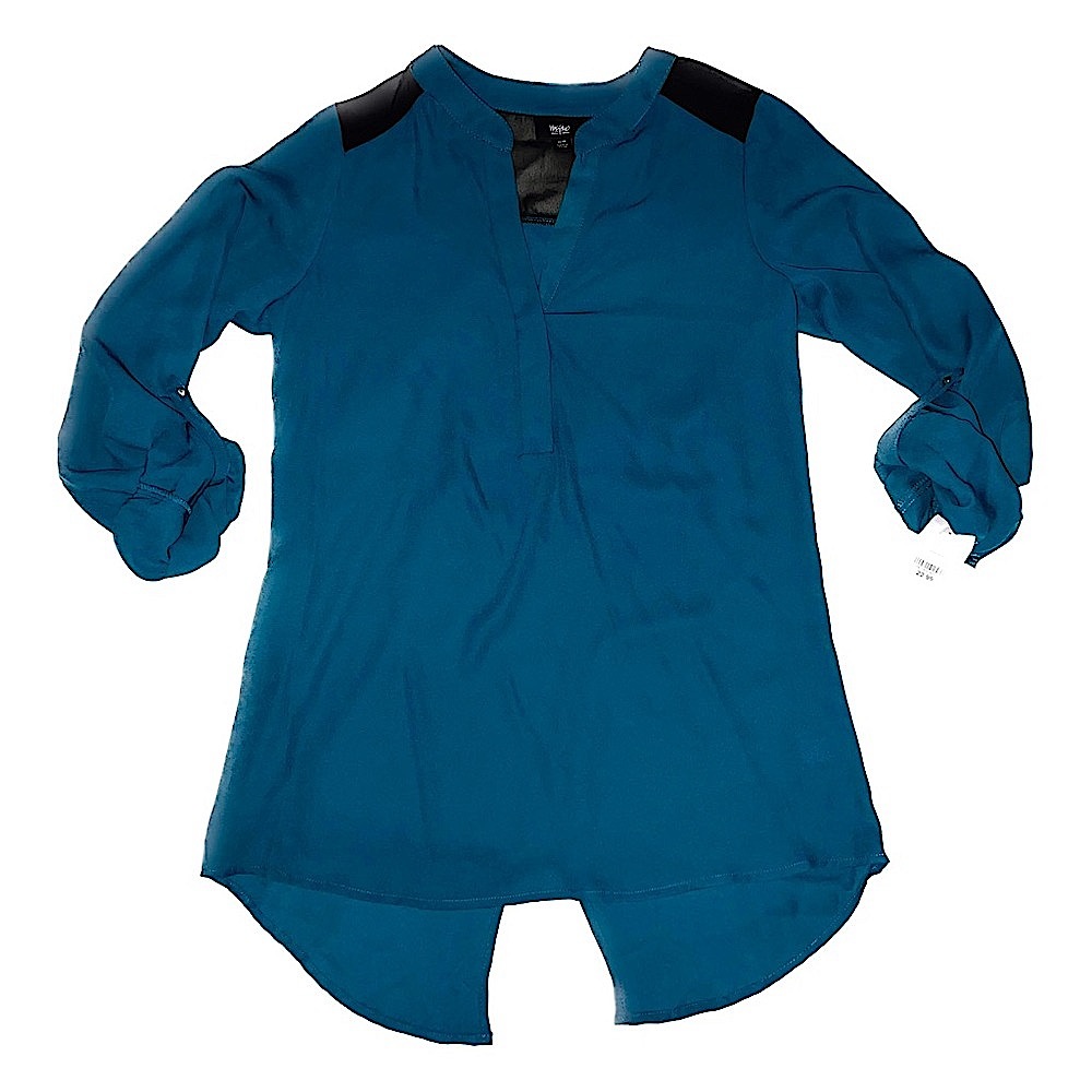 Mossimo Teal & Black Blouse